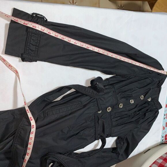 WOMEN'S Catherine Malandrino y2k black cotton and silk Trench coat pleatedSIZE P - Picture 5 of 10